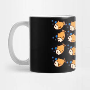 Colored fish with bubbles in blue water Mug